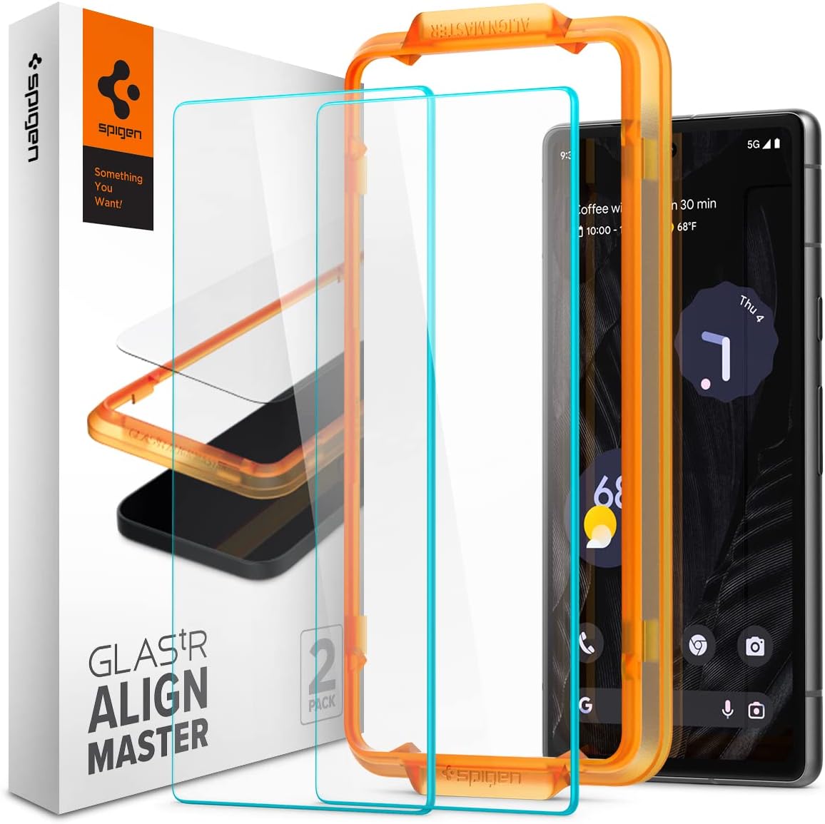 Spigen Glas.tR Slim Alignmaster Tempered Glass Screen Protector for Google Pixel 7a (2 Pack)