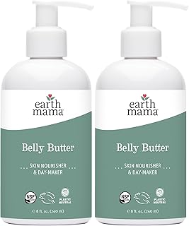 Earth Mama Belly Butter, Maternity Moisturizer for Dry Skin | Lotion for Pregnancy and Postpartum Recovery Self Care, Body Cream with Aloe, Fragrance Free, 8-Fluid Ounce (2-Pack)
