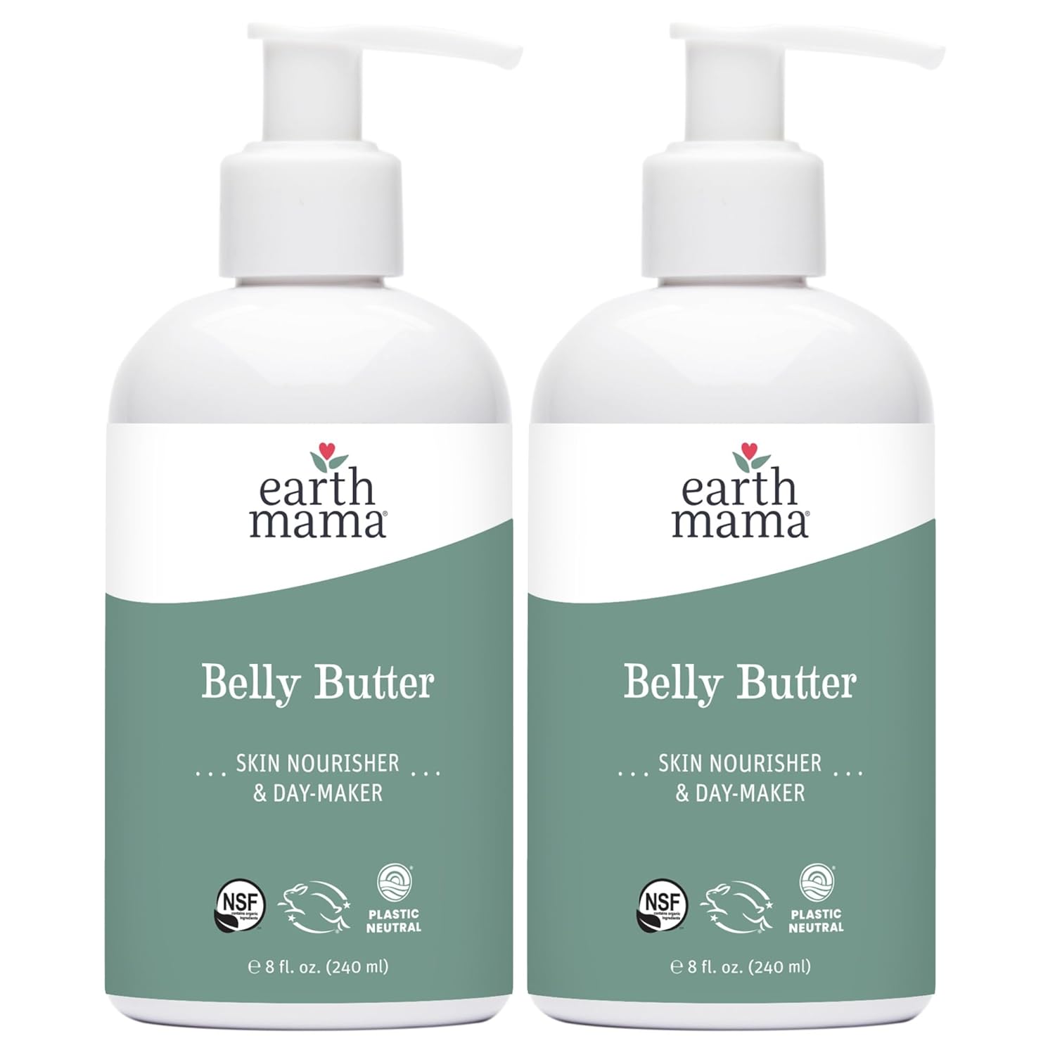 Earth Mama Belly Butter, Maternity Moisturizer for Dry Skin | Lotion for Pregnancy and Postpartum Recovery Self Care, Body Cream with Aloe, Fragrance Free, 8-Fluid Ounce (2-Pack)