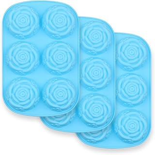 homEdge 6-Cavity Silicone Flowers Shaped Mold, Set of 3PCS Non Stick Silicone Jumbo Rose Mold for Candy Chocolate Jelly, Ice Cube – Roses