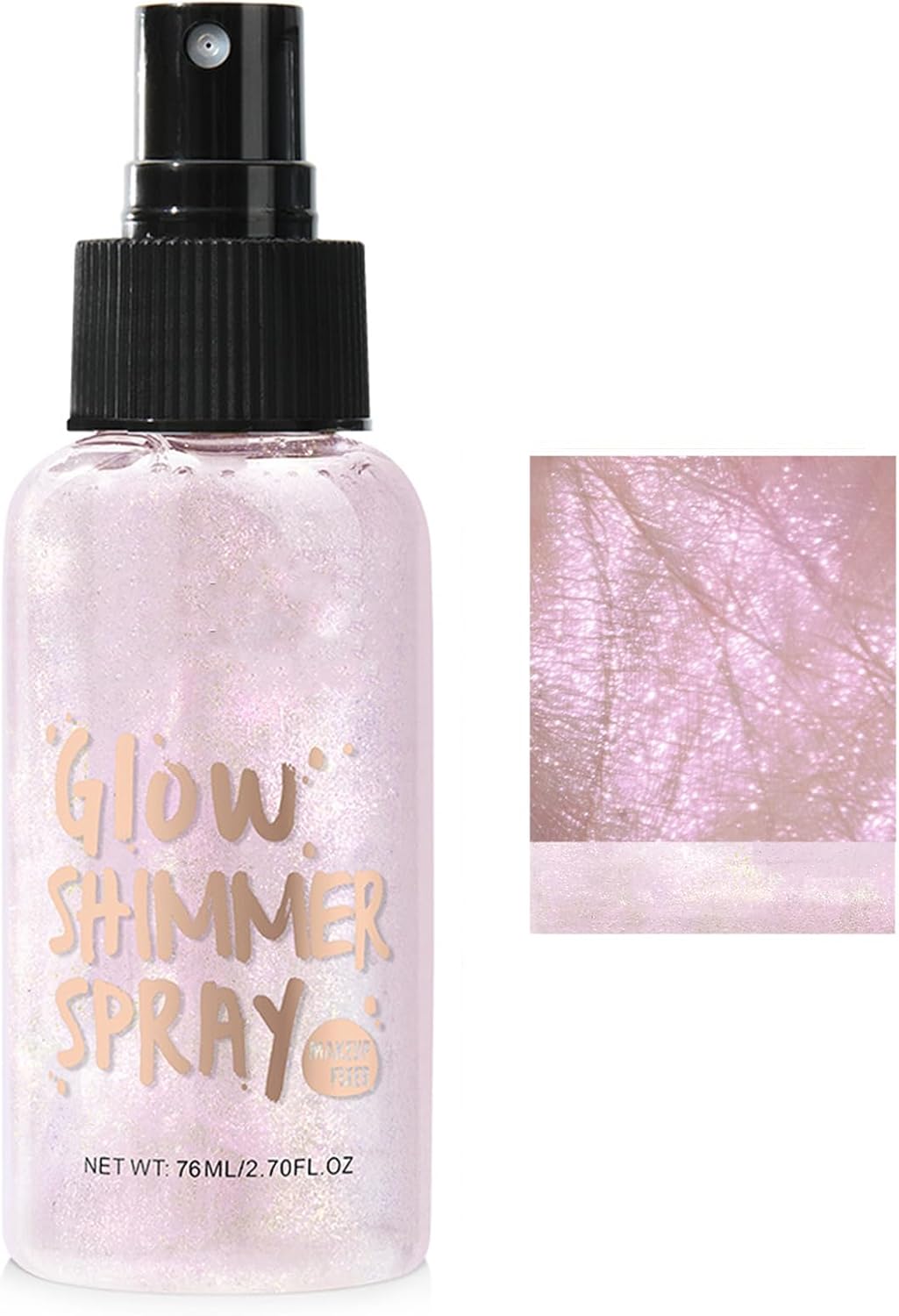 Body Shimmer Oil, Face & Body Glow Illuminator, Luminizer Liquid Highlighter Spray, Waterproof Non-Sticky Shimmer Face Oil Luminizer, Highlighter Lotion for Women，Festival Glitter(Pink)