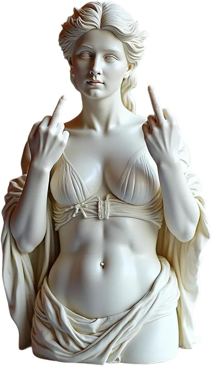 Wbietu Unapologetic Venus: The Middle Finger Statue, Venus Figurine with Middle Finger, Rebellious Bold Modern Art Decor, Resin Art Statue, Funny Unique Decorative for Desk & Shelf (E)
