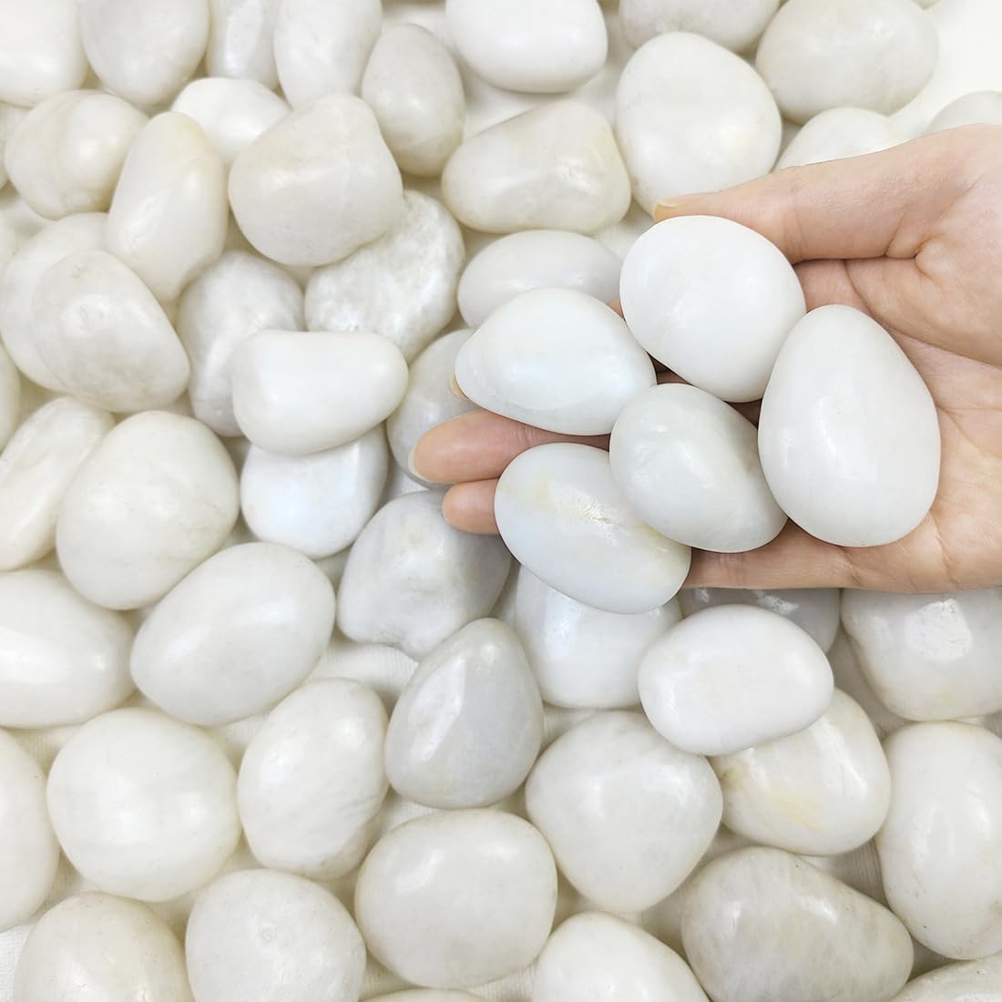 9.1 Kgs White Decorative Stones for Garden, 30-50 mm White Pebbles for Plant Pots, Aquarium Rocks, Vase, Ponds and Fountain