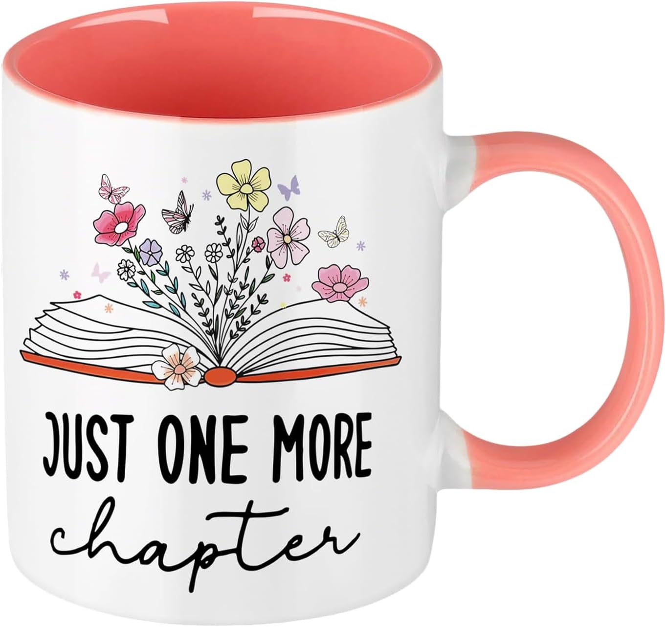 Book Lover Mug Gifts, Just One More Chapter, Hand Printed Coffee Mug Bookish Book Gifts for Birthday, Christmas, Party, Anniversary
