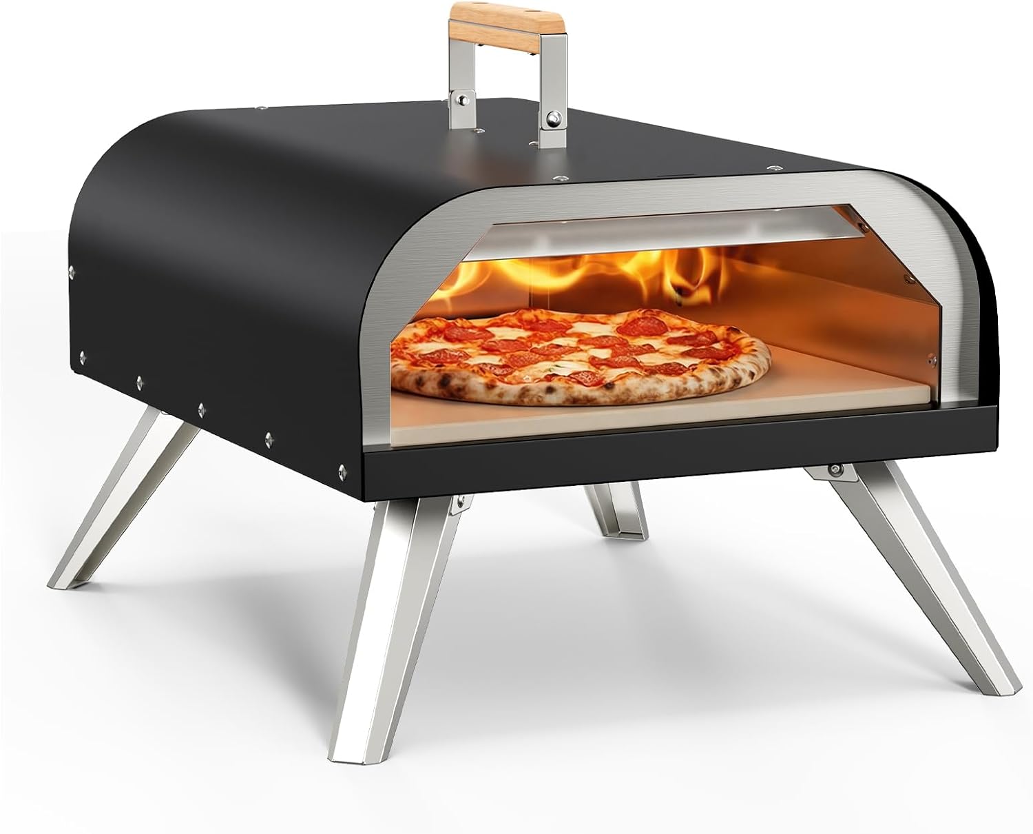 12" Multi-Fuel Outdoor Pizza Oven, Reaches 720°F, with Stone & Peel