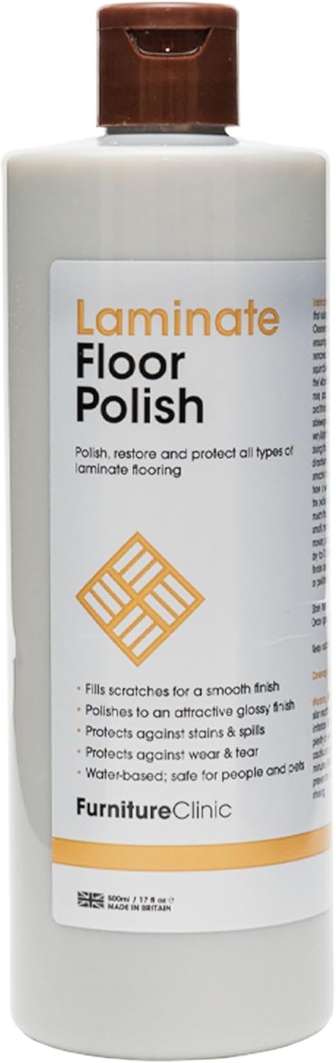 Laminate Floor Polish - Polishes to a Glossy Sheen - Protects Against Stains - Fills Scratches and Reduces Wear & Tear – For All Types of Laminate Flooring - 500ml