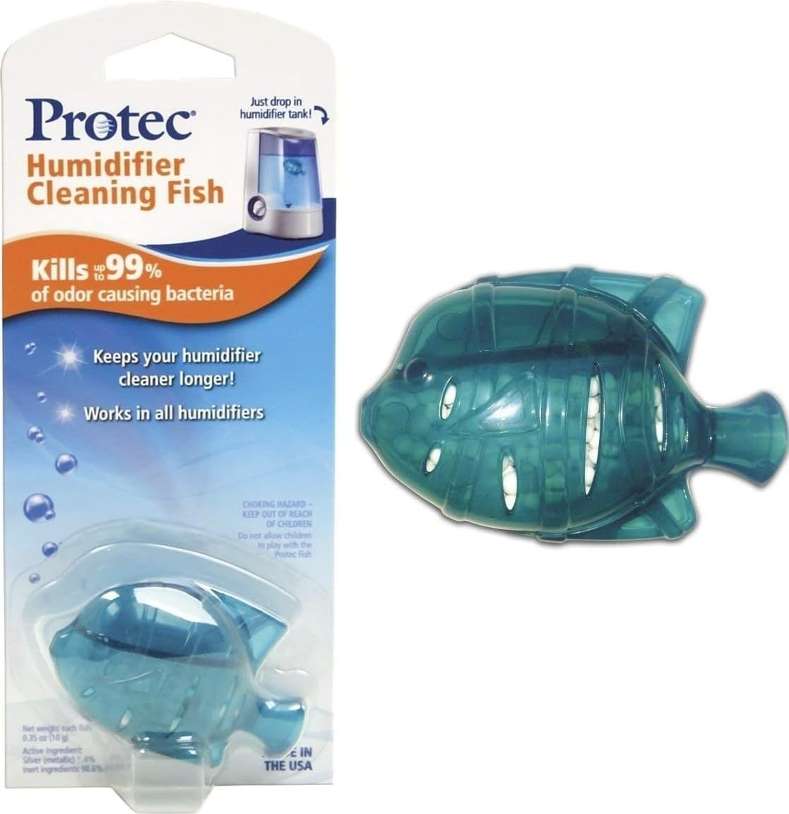 Protec Humidifier Cleaning Fish, Tank Cleaner, Fights Slime & Odor, Lasts 30 Days, 1 Count, Color May Vary