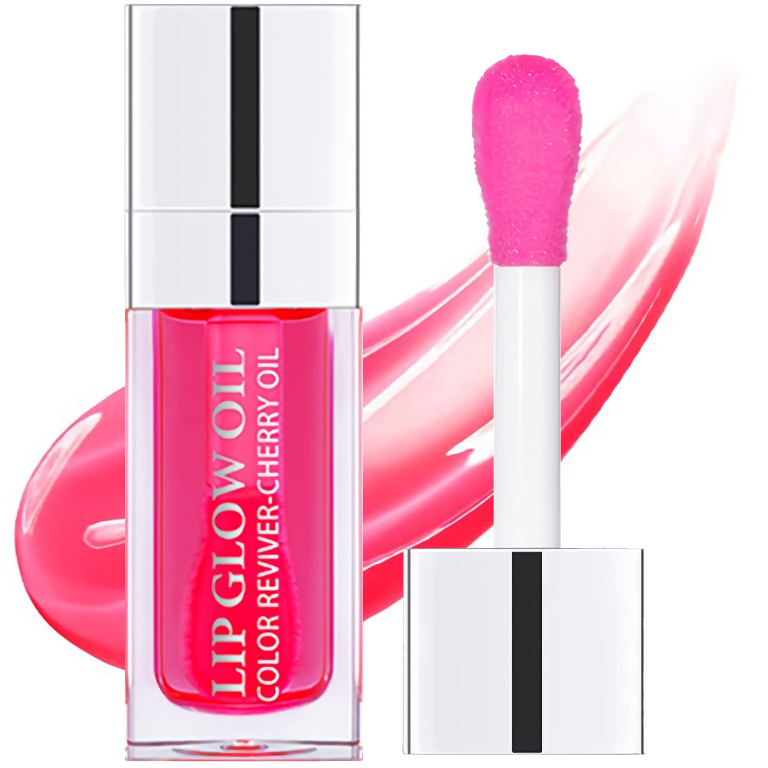 Yasovigi Hydrating Lip Oil Plumping Lip Tint Moisturizing Lip Gloss, Transparent Lip Balm Care Stick Nourishing Repairing Non-sticky, Moisture&Lighten Lip Lines (Cherry, Normal)