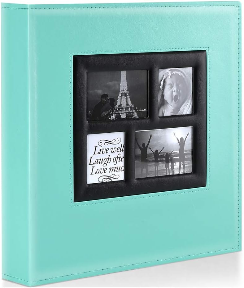 Benjia Photo Album 500 Pockets 6x4 Photos, Extra Large Size Leather Cover Slip in Wedding Family Photo Albums that Holds 500 6x4" / 10x15cm Photos Teal