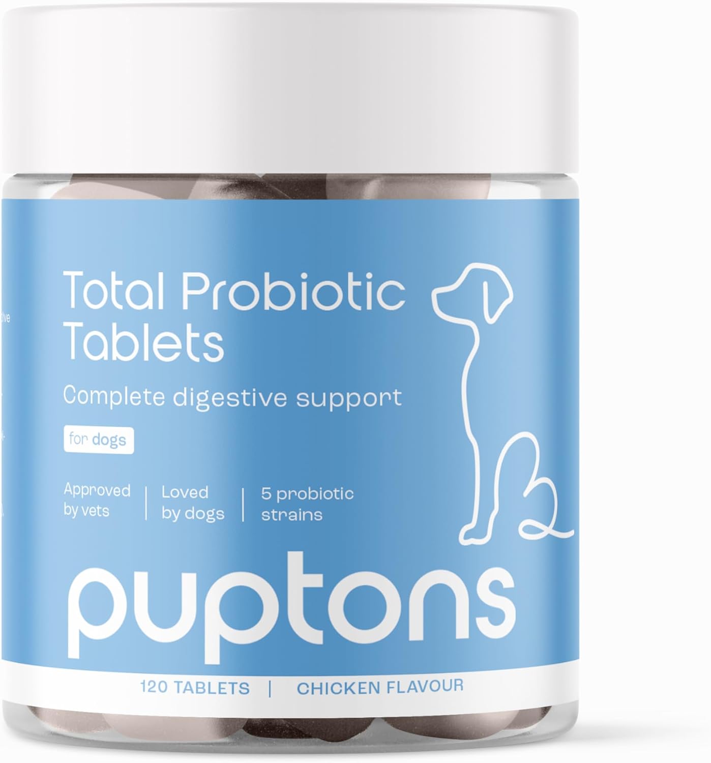 Total Probiotic Tablets for Dogs | Complete Digestive Support | Yeast Infection Treatment | Wind, IBS & Diarrhoea Relief | Reduce Itching | Chicken Flavour (30 Tablets)
