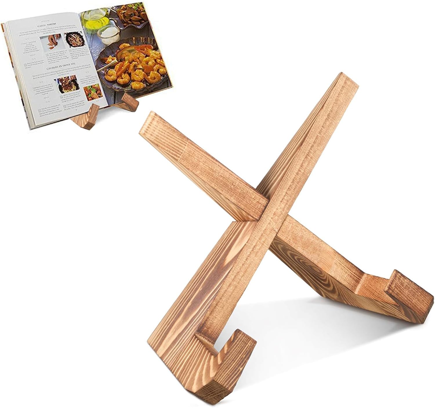 Recipe Book Stand, Wooden Cookbook Holder Vintage Display Stands Hands Free Reading Stand Cookery Book Stand for Cooking Kitchen Tablet iPad Magazines