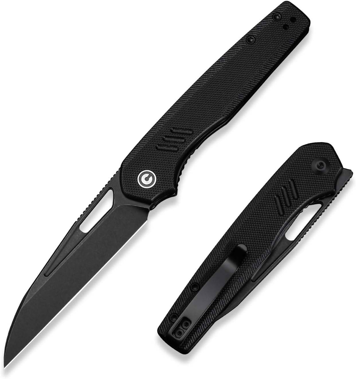 CIVIVI Guile Pocket Knife, Folding Knife for EDC, 3.25" Swedish 14C28N Blade G10 Handle with Reversible Deep-Carry Clip C24062B-1 (Black)
