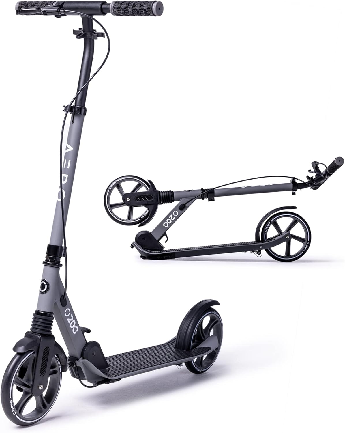 Aero Scooter for Kids 8-12, Teens & Adults | Hand Brake, Rubber Mat & Shock Absorption | Adult Manual Kick Scooter | Foldable & Height Adjustable