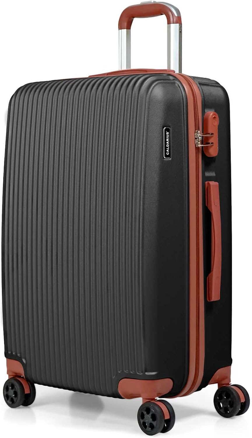 CALDARIUS Medium Luggage | Durable Suitcases | Lightweight & Secure with Combination Lock | Smooth 4 Dual Spinner Wheels | Ideal Travel Bag & Luggage Sets (Grey, Medium 24'')