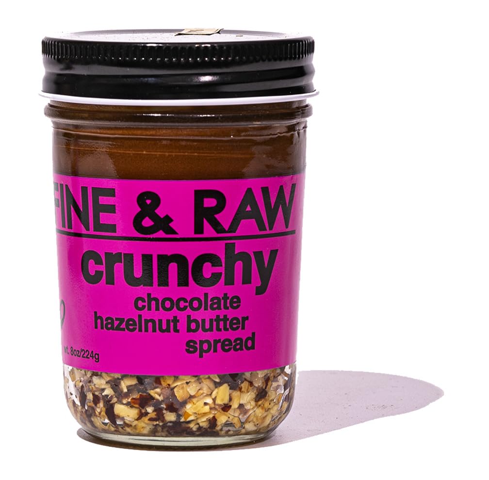 Fine & Raw Hazelnut Butter Spread 8 Ounce – Clean Ingredients, Vegan, and Organic Hazelnut Spread (Crunchy Chocolate Hazelnut)