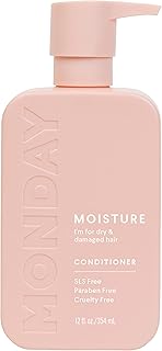 MONDAY HAIRCARE Moisture Conditioner 12oz for Dry, Coarse, Stressed, Coily and Curly Hair, Made from Coconut Oil, Rice Protein, Shea Butter, & Vitamin E, 100% Recyclable Bottles (350ml) (10434)