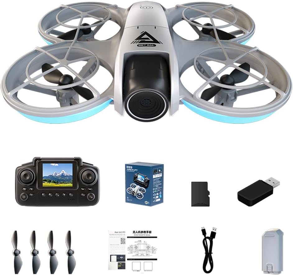 Drone With HD Dual Cameras Propeller Safety Protection, Remote Control Mini Drones, Headless Mode, One-Key Takeoff/Landing Rolling Hovering E69 Quadcopter with 3 Batteries for Adult Beginners