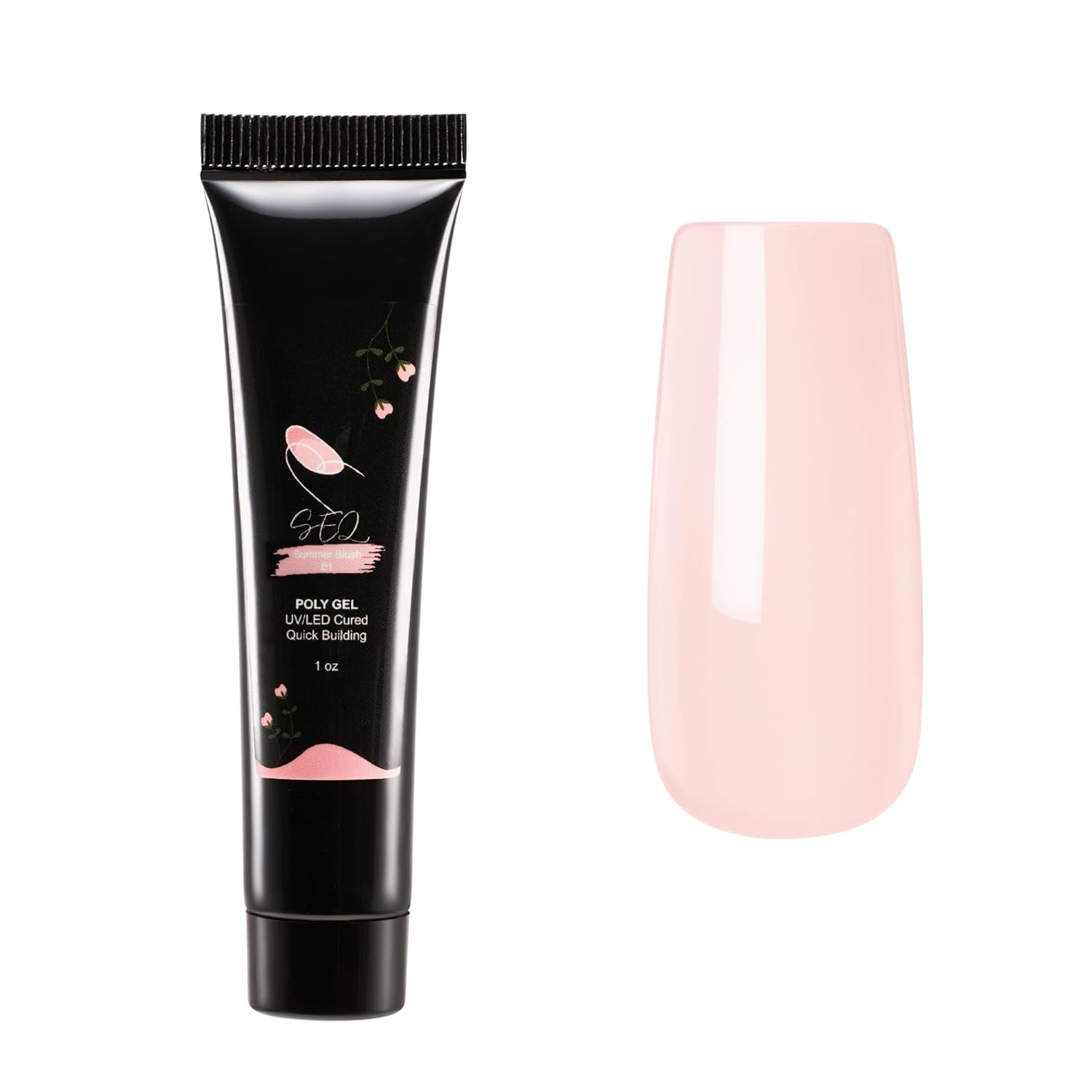 SEQ Poly Extension Gel Kit – 1 Neutral SUMMER BLUSH Color with Base & Top Coat, Easy & Quick Poly Gel for Durable Nail Extensions, Includes Trendy Art Gift Bag