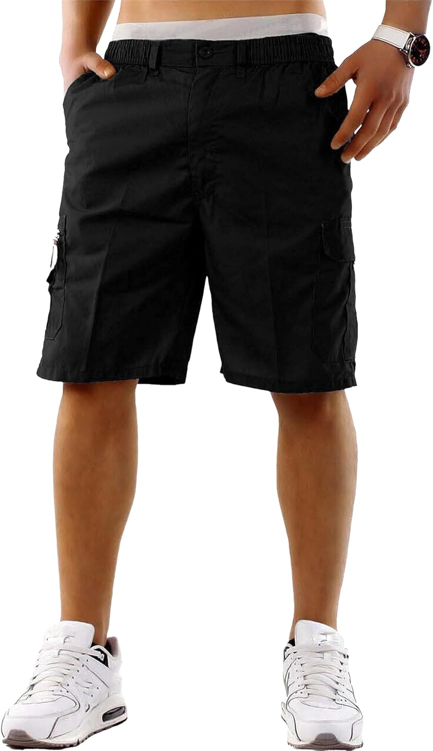 westAce Mens Cargo Shorts Combat Multi Pocket Elasticated Waist Plain Lightweight Relaxed Casual Shorts M L XL 2XL 3XL