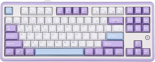 Ajazz AK870 Gasket-Mounted Wireless Gaming Keyboard, 87 Keys Compact TKL BT5.0/2.4GHz/USB-C Mechanical Keyboard, with 5-Layer Padding, Flex-Cut PCB for Win/Mac (Purple, Gift Switch)