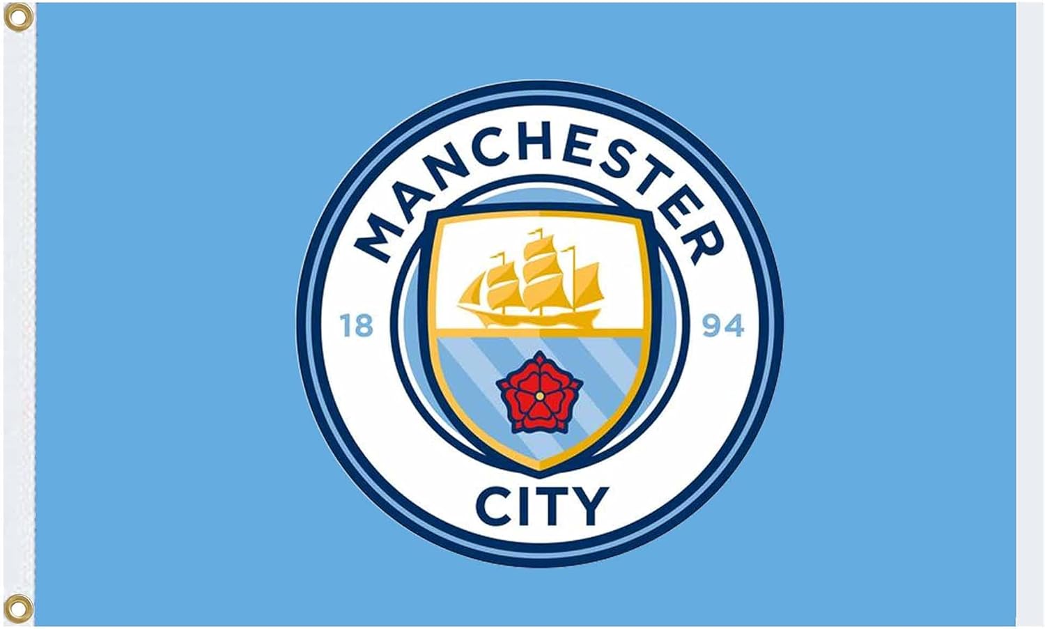 MCFC Official Manchester City Crest Premier League Champions Flag (5ft x 3ft & 100% Polyester)