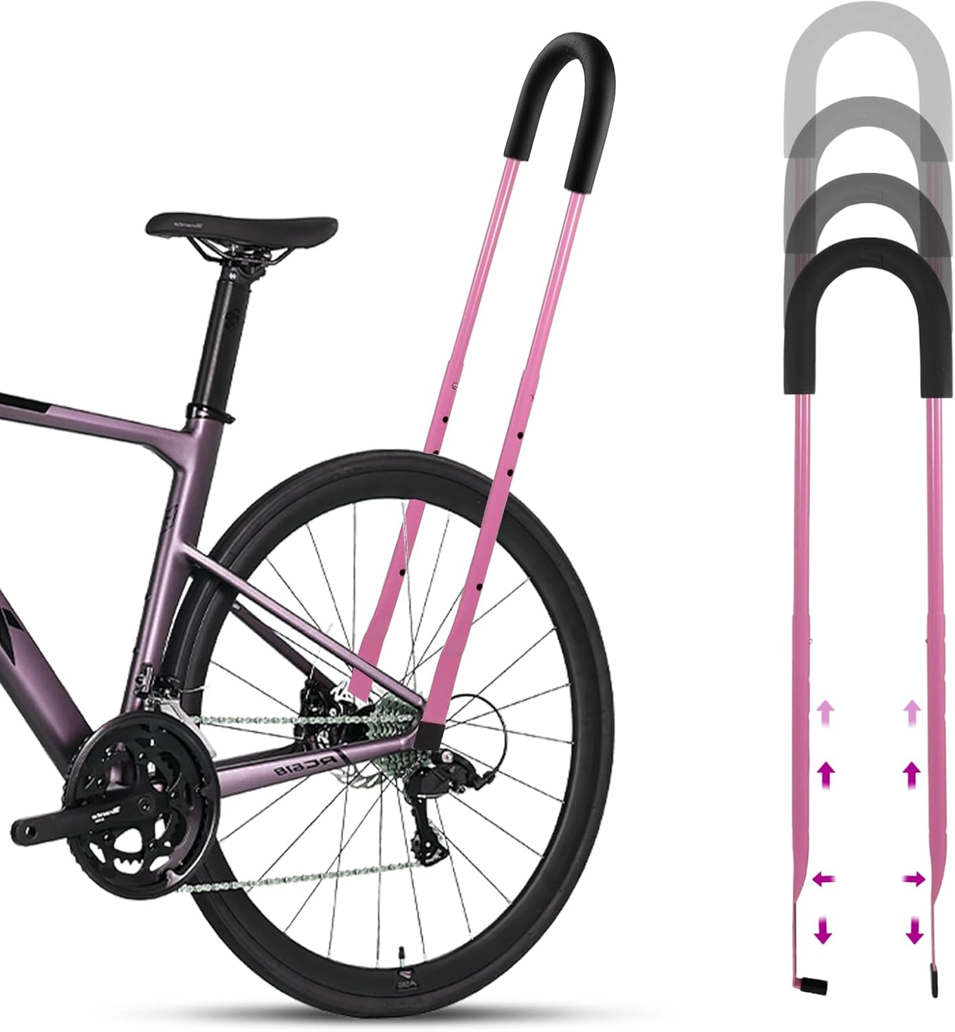 Vegena Children Bike Training Handle, Children Bike Handle Grab Safety Pole, Bike Balance Push Bar, Parent Handle for Kids Bike, Bicycle Steerer Control Bike Balance Trainer Handle Adjustable Height