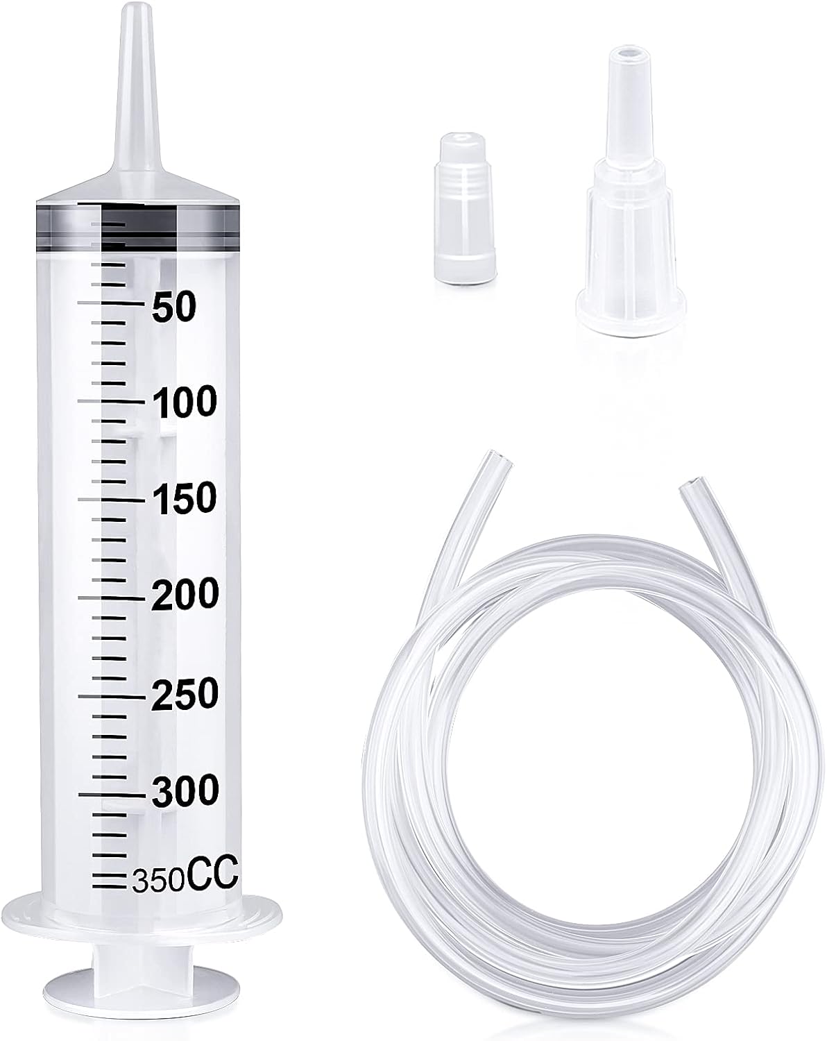 150/250/350/550 ml Large Capacity Syringe, Reusable Liquid Plastic Syringe with Tube for Liquids, Oil or Glue Applicator, Pet Feeding, Plant irrigation Labor&Science Use (350ml)