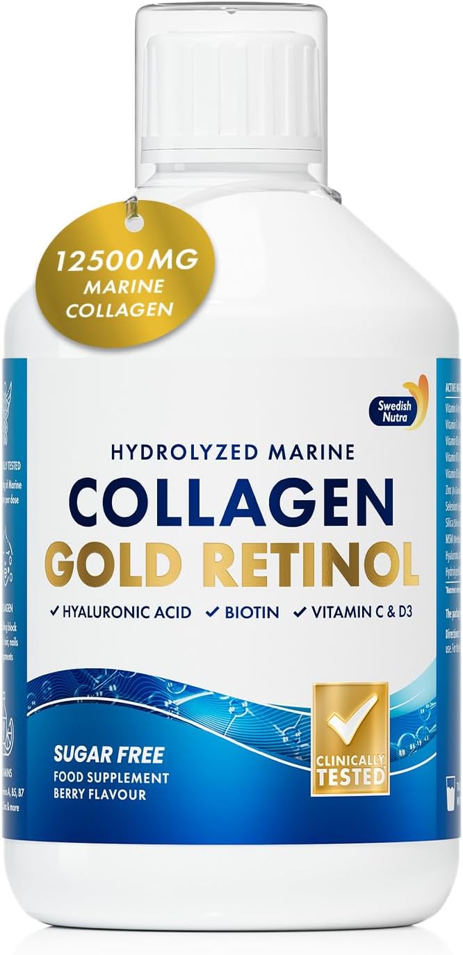 Swedish Nutra Gold Retinol Marine Collagen 12,500 mg Liquid, 500 ml, 20 Day