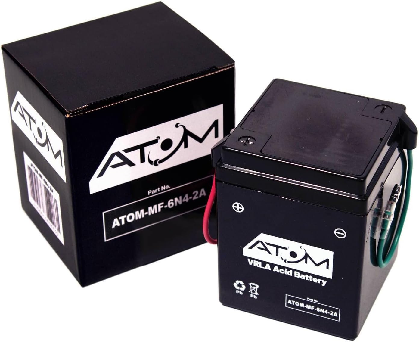 6N4-2A - Atom AGM Motorcycle Battery Factory Sealed 6V 4Ah 35CCA