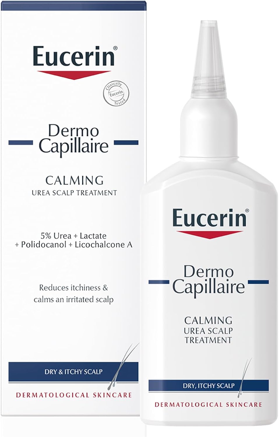 Eucerin DermoCapillaire Calming Urea Scalp Treatment 100ml, Intensive After Shower Leave-In Hair Serum, Psoriasis Scalp Treatment for Itchy, Flaky, Dry Scalp, Hydrating and Soothing Scalp Serum