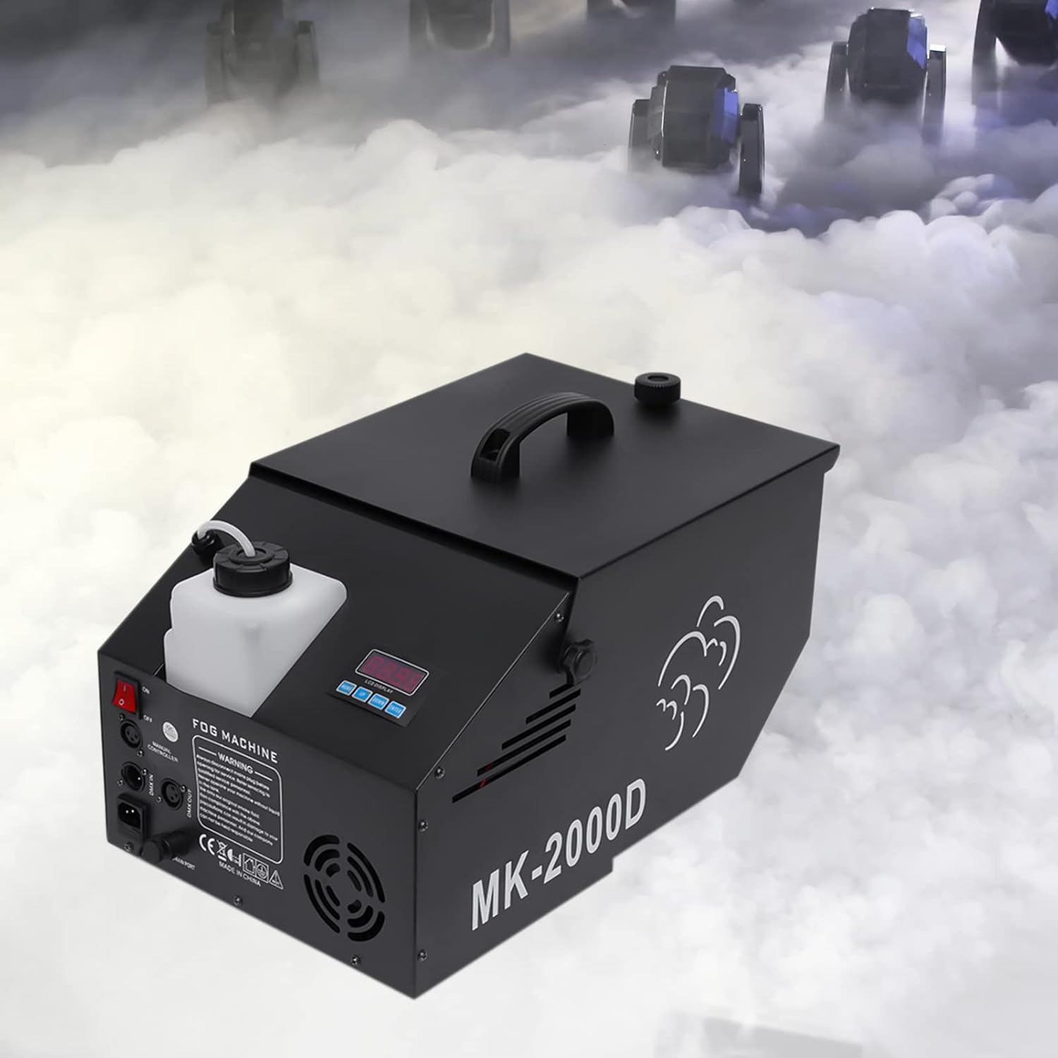 Low-Lying Fog Machine, 1200W 860-1076ft² 110V 5000CFM DMX Wedding Bar DJ Stage Smoke Effect Manual & Wire & Remote Control Modes Ice Fogger w/Remote for Halloween, Wedding Event Special Effects