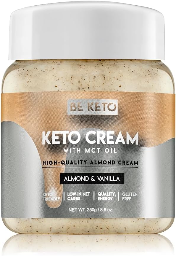 BeKeto Keto Cream Almond and Vanilla with MCT Oil Plant-Based Spread for Vegan Keto Friendly Food Gluten Free 250g