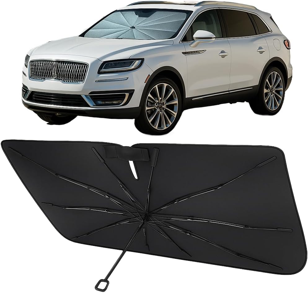 Proadsy Windshield Sun Shade Umbrella for 2014-2025 Lincoln Nautilus Foldable Car Umbrella Sunshade with Soft Handle,Keeps Your Vehicle Cool,Protect Car from Rays & Heat