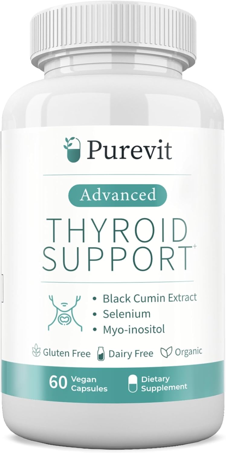 Advanced Thyroid Support Supplement with Black Cumin Extract, Selenium, Myo-inositol, Thyroid Support for Hashimotos and Hypothyroidism, 60 Capsules