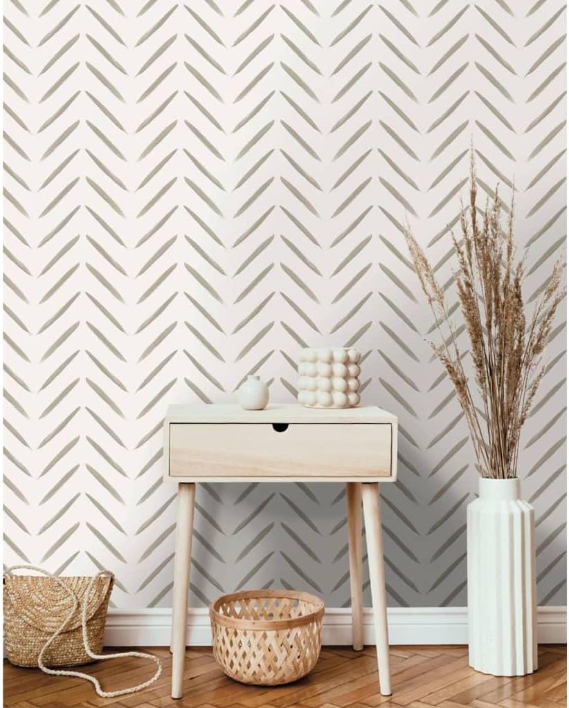 Chevron Brush Marks Wallpaper Taupe Holden 13041 - Taupe/Cream