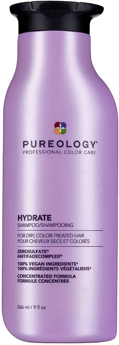 Pureology Hydrate, Moisturising Shampoo, For Medium to Thick Dry, Colour Treated Hair, Vegan Formulas, Sulphate Free for a Gentle Cleanse 266ml