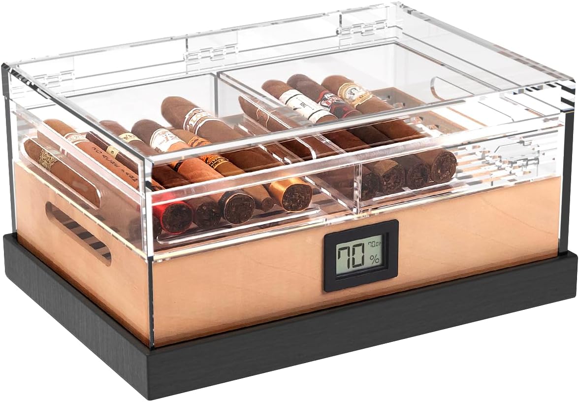 CASE ELEGANCE Felix Pro Tupperdor Acrylic Humidor, Holds 50-60 Cigars