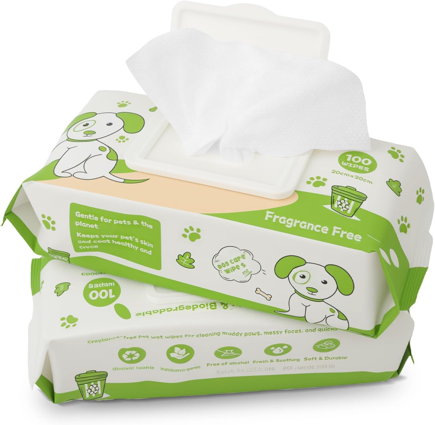 200Pcs Pet Wet Wipes, Hypoallergenic, Cleaning and Hydrating, for Full Body, Eye Wipes, Ear Wipes, bum & paw, Fragrance Free, Dog Grooming Wipes