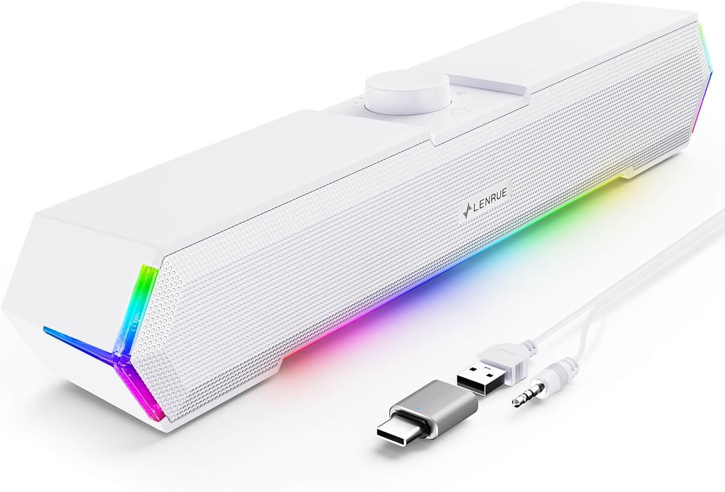 LENRUE G11 Computer Speakers for Desktop, Touch Lights PC Speakers with Surge Clear Sound, USB C/USB Powered, AUX Audio for Computer Desktop PC Laptop Desk