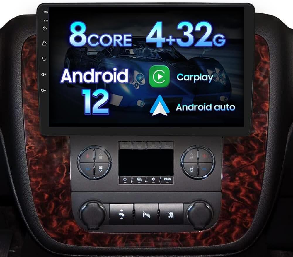 Android Car Stereo Radio Includes All-in-one Dash Kit & Interface for GMC Sierra Savana Chevrolet Silverado Buick,10.1" QLED Compatible w/Carplay Android Auto, DSP GPS Navigation FM/AM Bluetooth