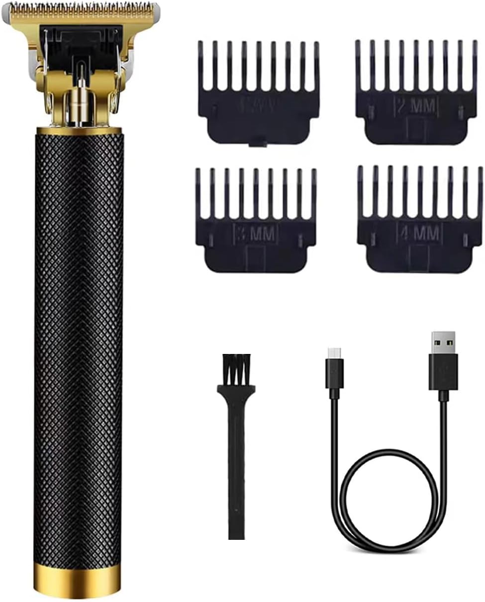 Hair Trimmer for Men, Electric Hair Clippers Cordless Beard Trimmer Shaver Electric T Blade Hair Trimmer, Zero Gapped Hair Clippers Cutting Grooming Kit with Guide Combs Ear Spoon Tool Set, Black.