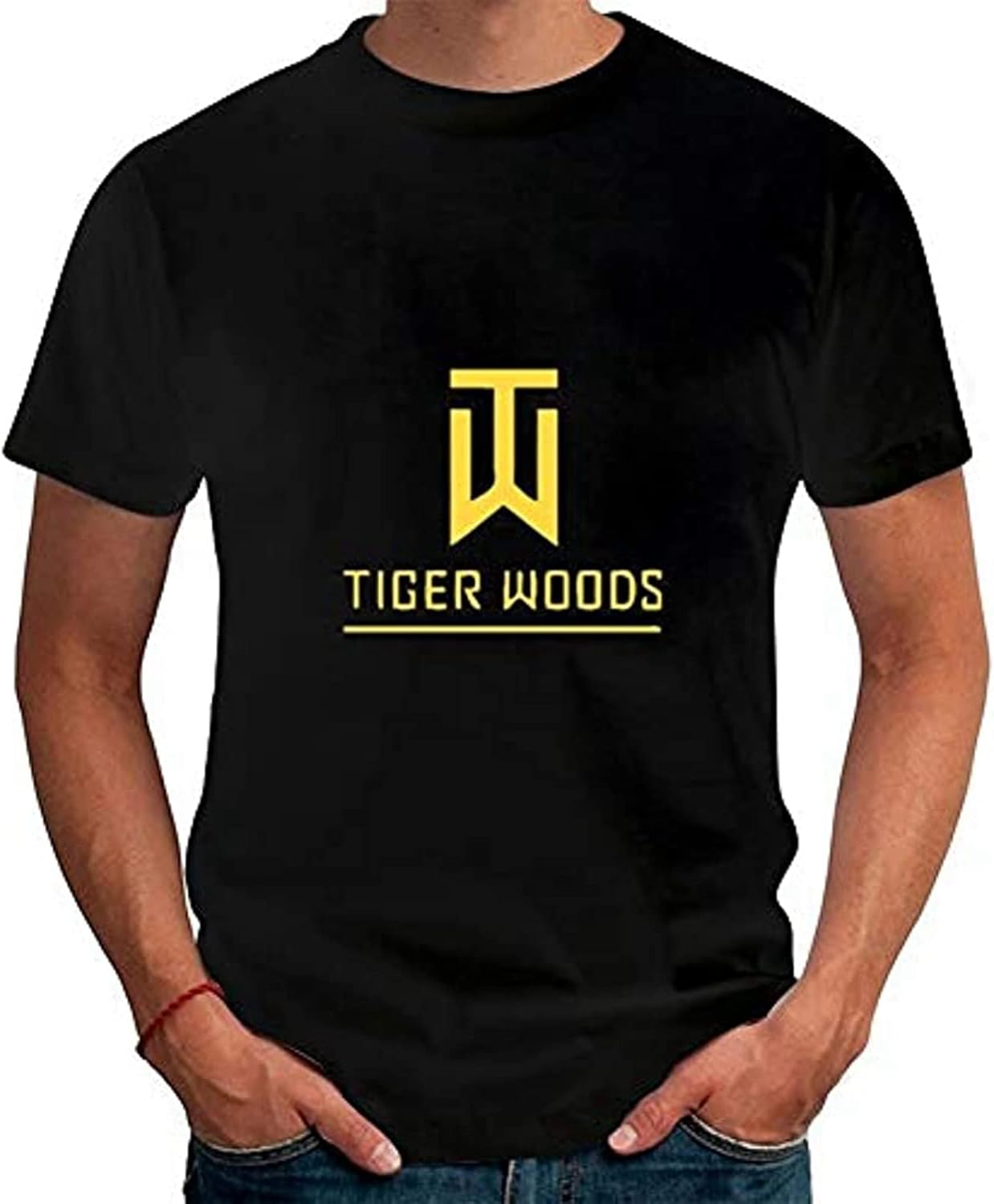 Fashion New Section Tiger Woods Men T-Shirt Letters Printed Short Sleeve T Shirt Loose Fashion Style Black T-Shirt