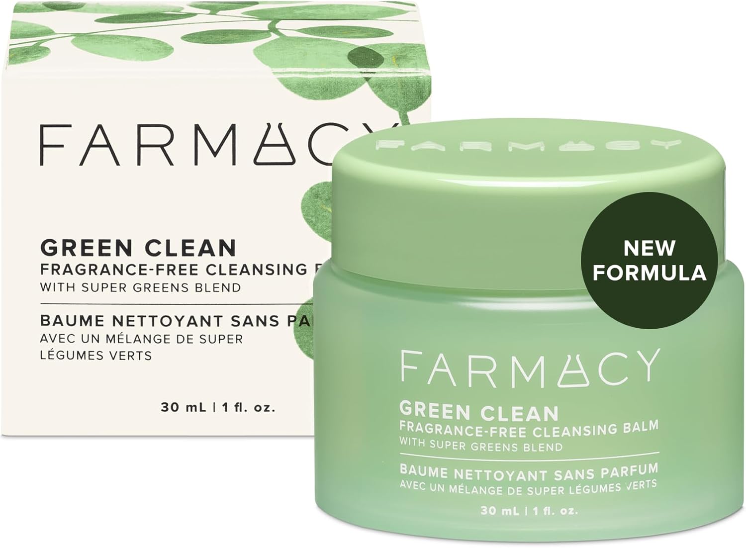 Farmacy Makeup Remover Cleansing Balm - Fragrance Free - Green Clean Waterproof Makeup Remover + Oil Based Cleanser - Gentle Exfoliating Double Cleanser - Melts From Balm to Milky Lather (30ml)