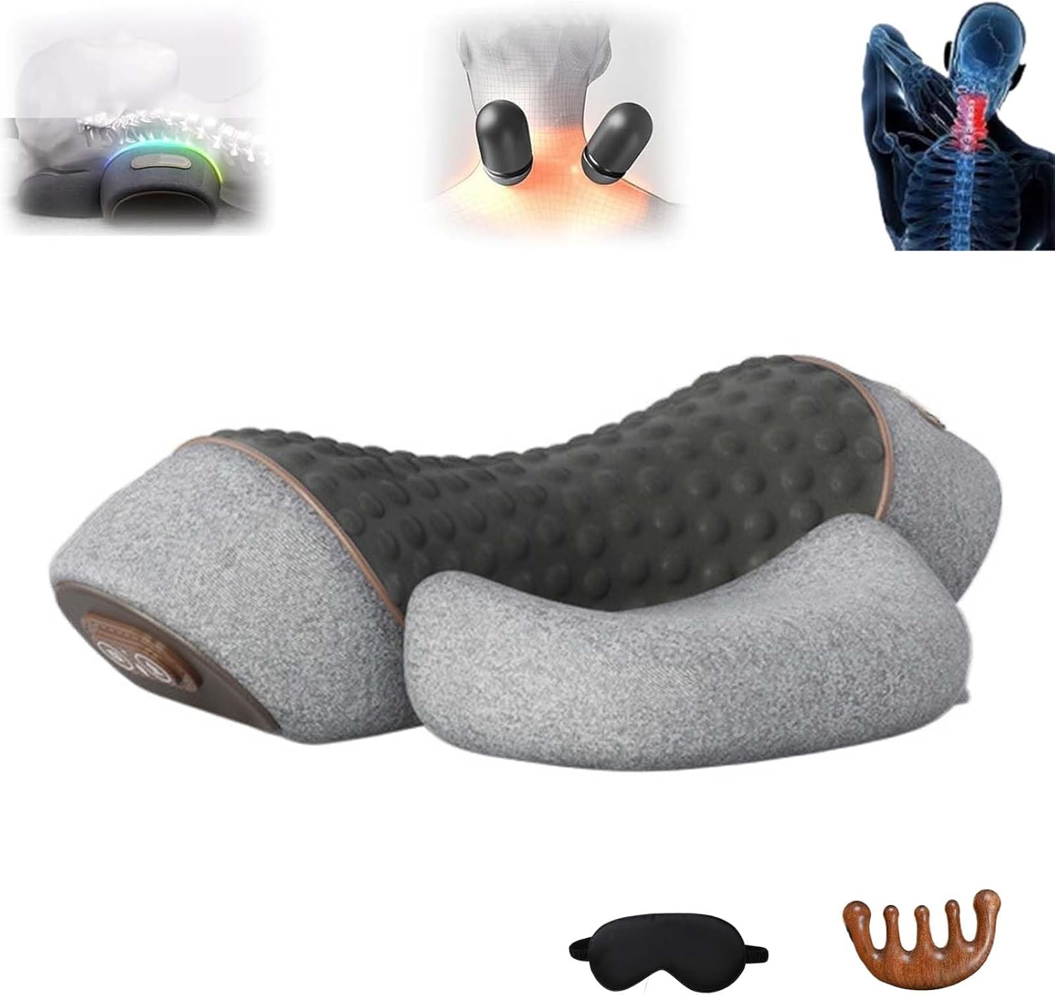 Fisiorest The 3-in-1 Neck Massager,2025 New Artuvate Neck Massager,Neuro Pulse NeckMassager,Deep Massage and Relaxation,with Traction to Help Sleep (Grey)
