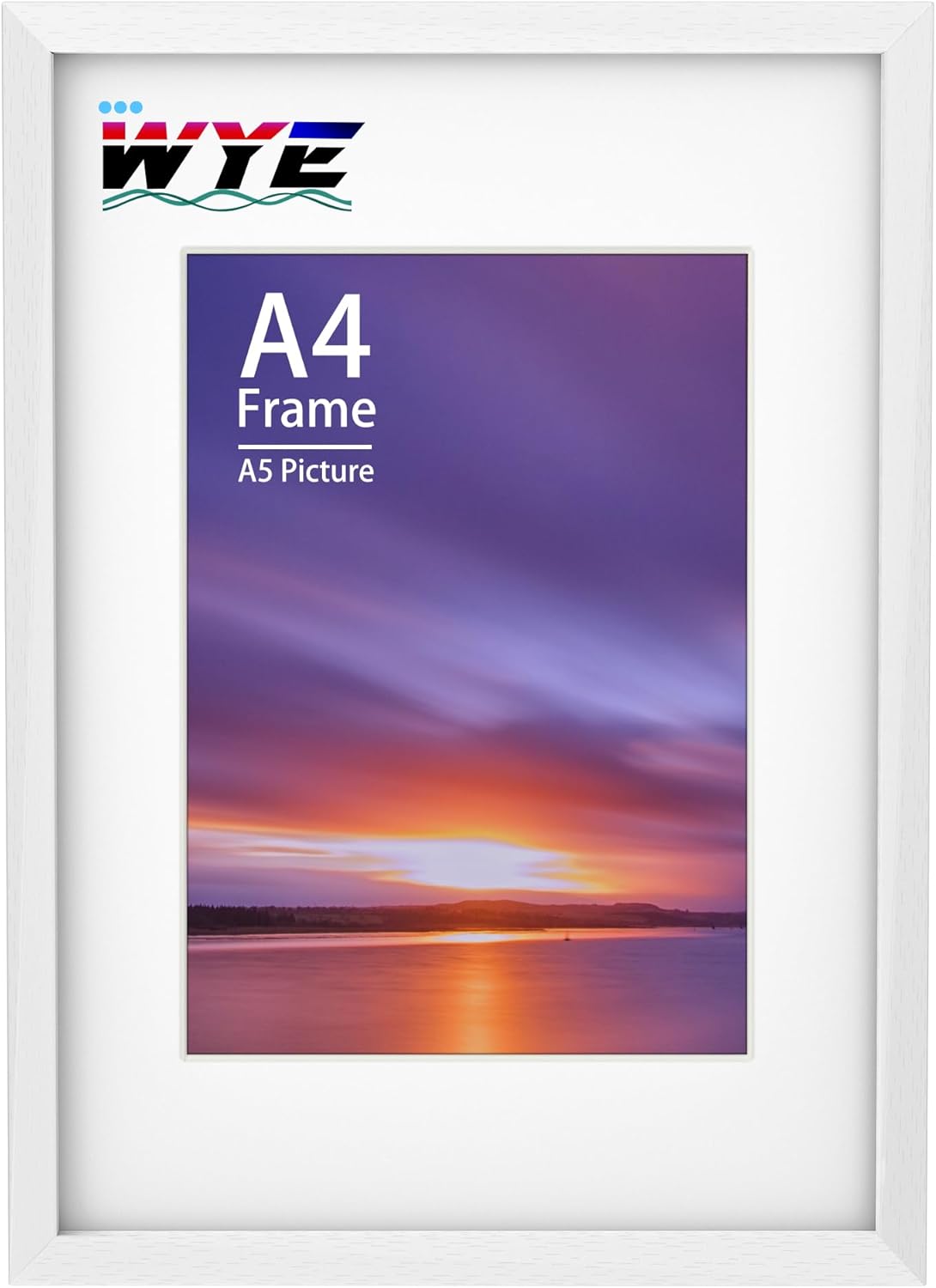 A4 Frame Wooden A4 Photo Frames with A5 Mount, A4 Picture Frames with Stand Tabletop or Wall Hanging, A4 White Frame Poster Frame with Plexiglass Window, White