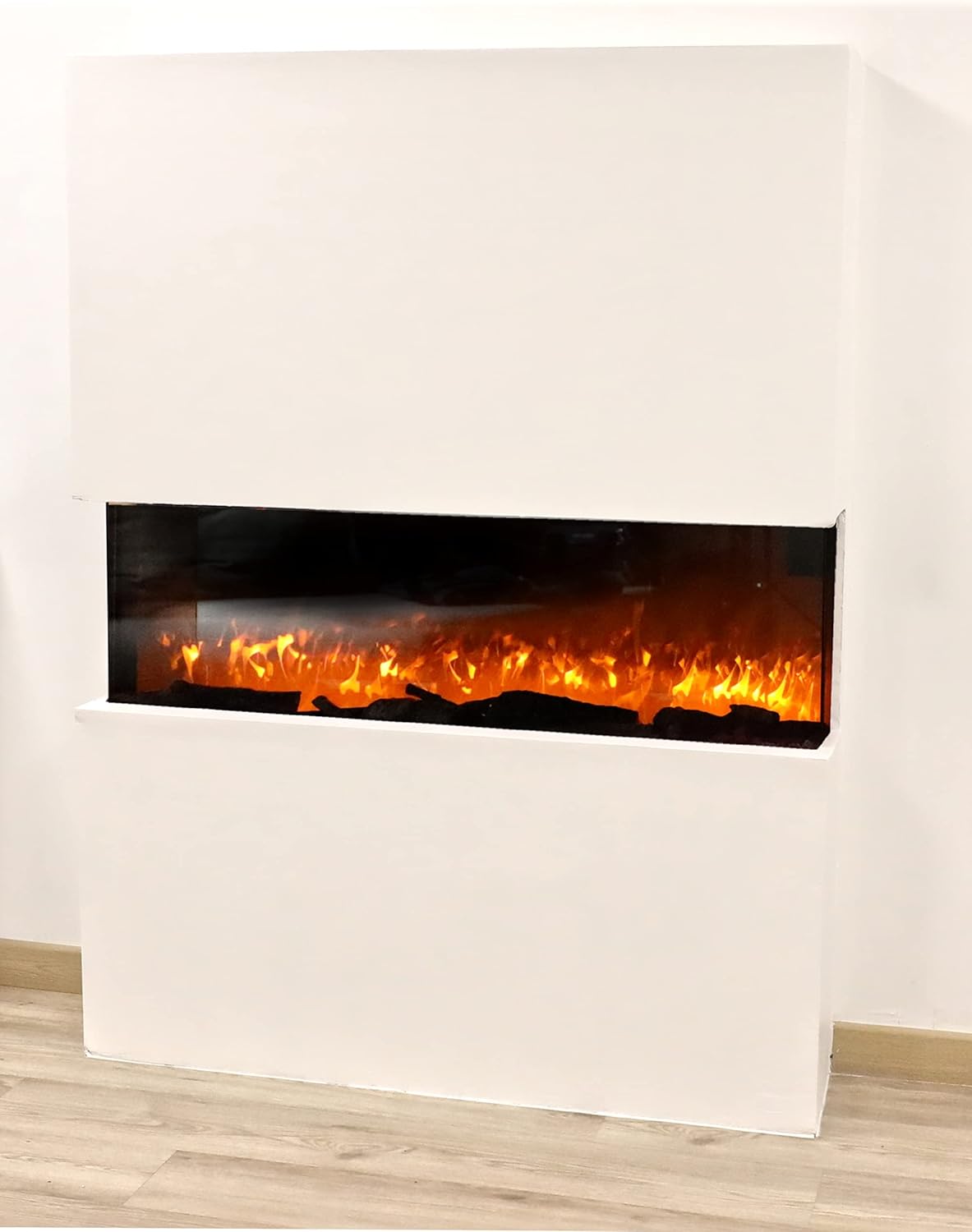 Chemin'Arte - Built-in 3D Flame Electric Fireplace 110 cm, 3 Sides - Designed in France