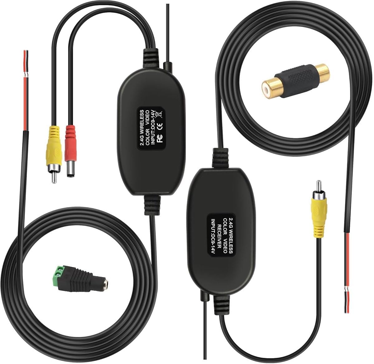Acmerota 2.4G Wireless Color Video Transmitter and Receiver, Signal Receiver and Transmitter for Wireless Car Reverse Parking System and Wireless Reversing Camera for Car DVD Car Monitor