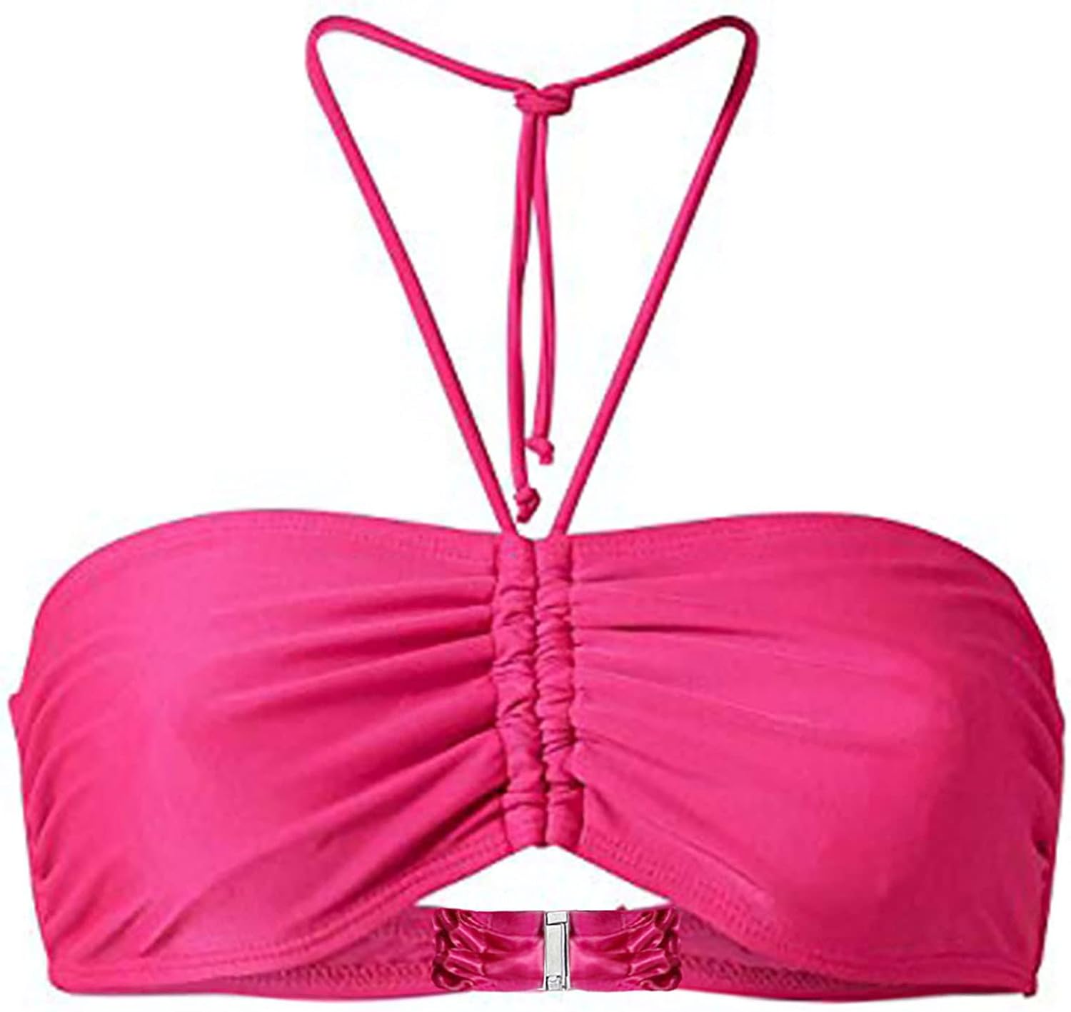 Women Halter Bikini Tops Push Up Bathing Suit Strapless Bandeau Ruched Cut Out Tube Top Swimsuit Swim Crop Top Only No BottomBeachwear Swimming Costom Women