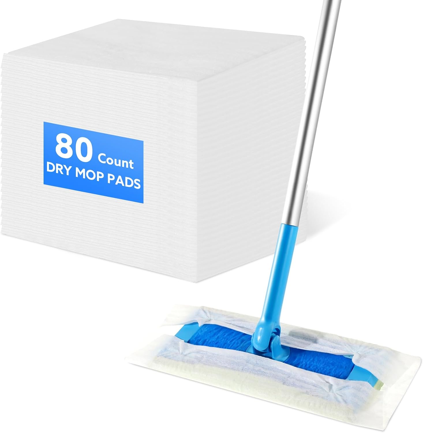 80 Count Dry Sweeping Cloths Pads Compatible with Flash Sweeper, Disposable Duster Mop Refills, Non-Woven Mop Refill Pads for Floor Cleaning