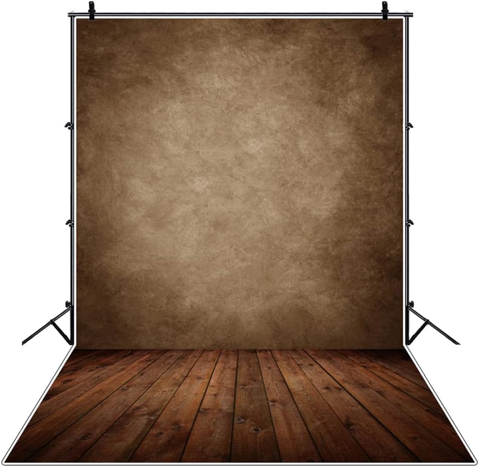 6x8ft Dark Brown Wall with Wooden Floor Photography Backdrop Newborn Baby Photoshoot Abstract Brown Wood Portraits Photo Background Photographer Props